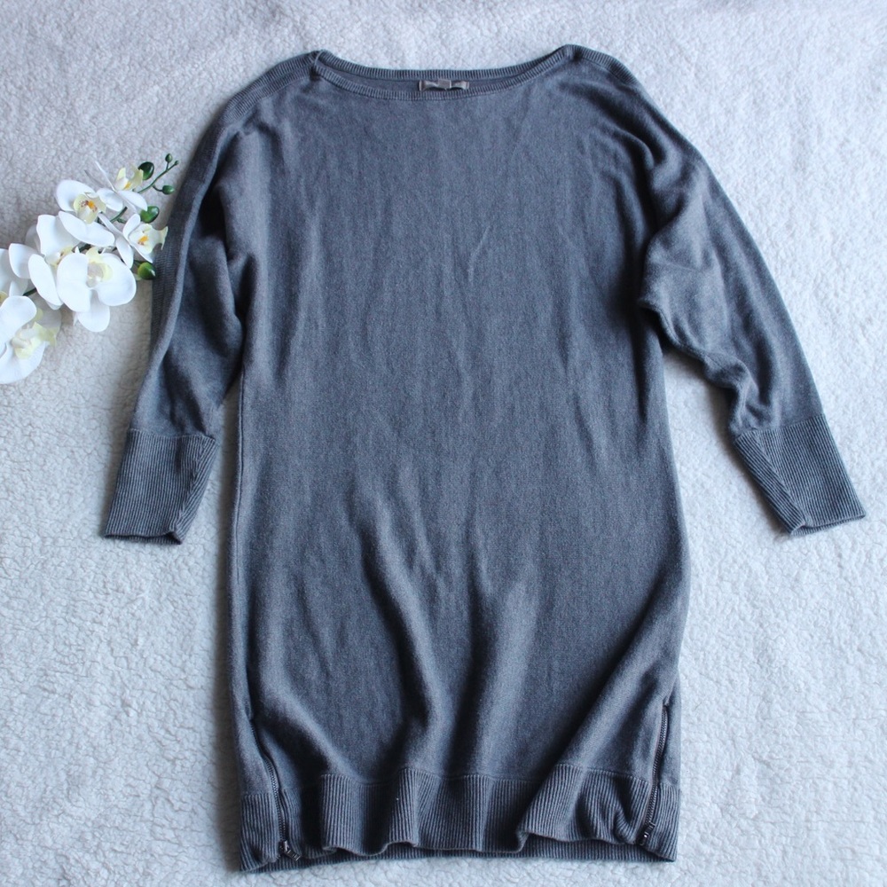 Banana Republic Gray Sweater Dress Side Zip Size L
